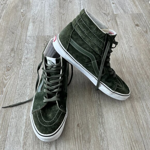 Mens Vans Sk8-Hi Olive Green Suede High Top Sneakers - 13 - Picture 1 of 10